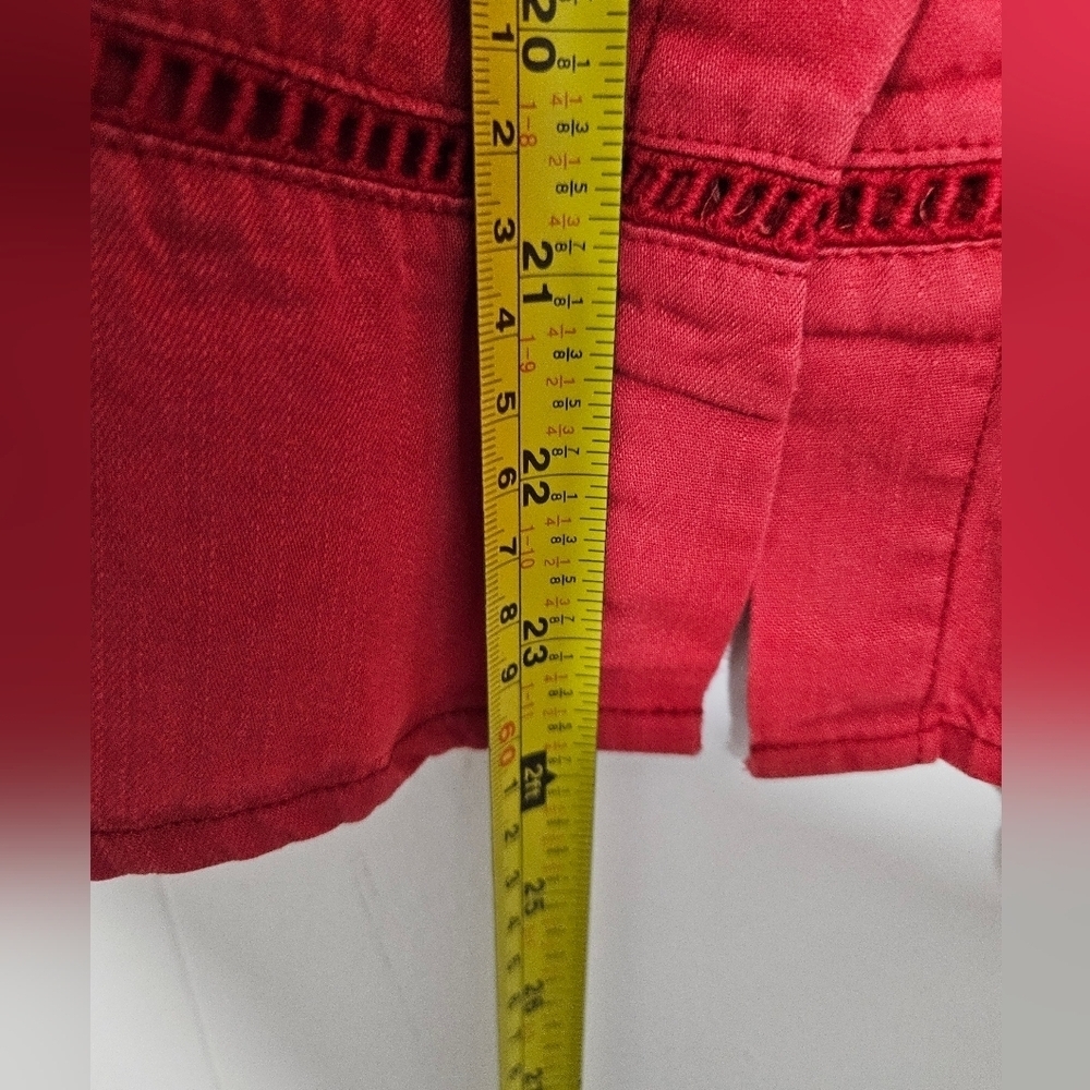 Billy T Red Embroidered Cold Shoulder Top - Picture 6 of 7